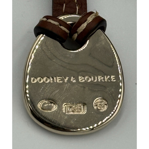 Dooney & Bourke Denim Monogram Letter Carrier Crossbody Brown Leather Trim Bag - Picture 5 of 11
